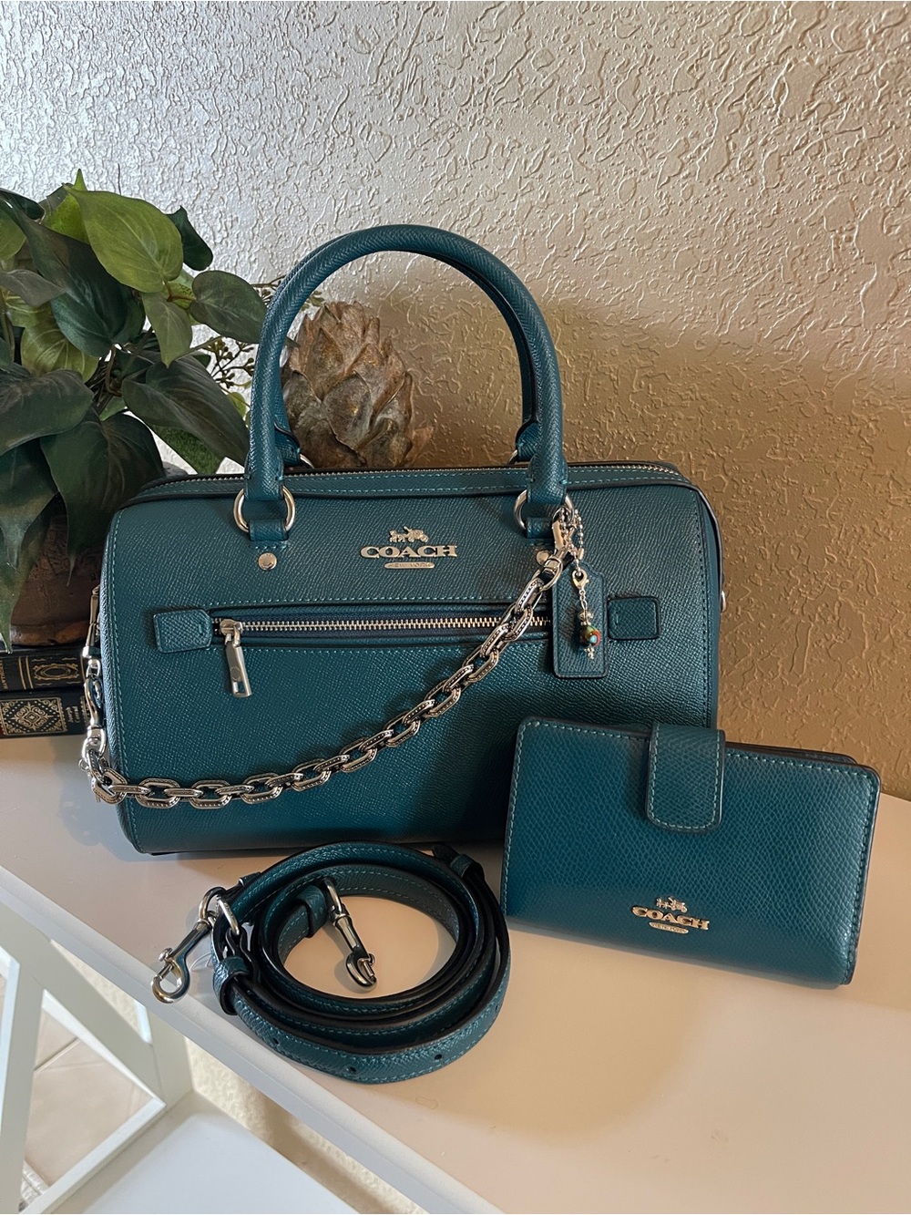 Coach Rowan Satchel Bag with Matching Wallet